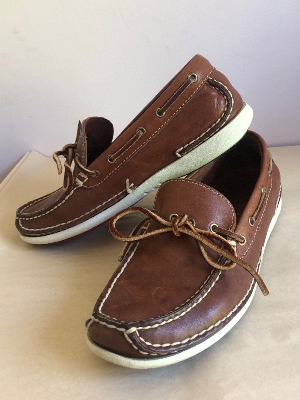 Vintage 1980s Brown Leather Dexter Boat Shoes